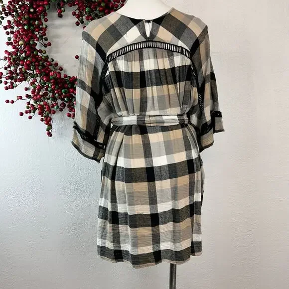 Maeve {Anthropologie} Dress Tunic plaid kimono size Medium - Picture 7 of 9